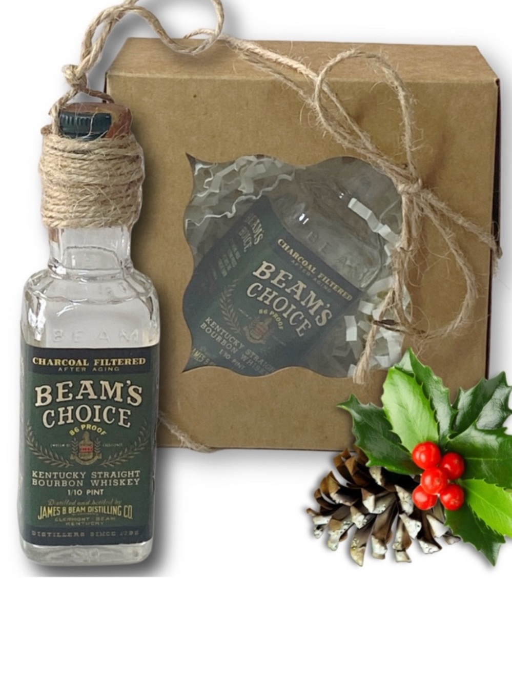 Beam's Choice Bourbon Whiskey Artisan Vintage Glass Bottle Ornament